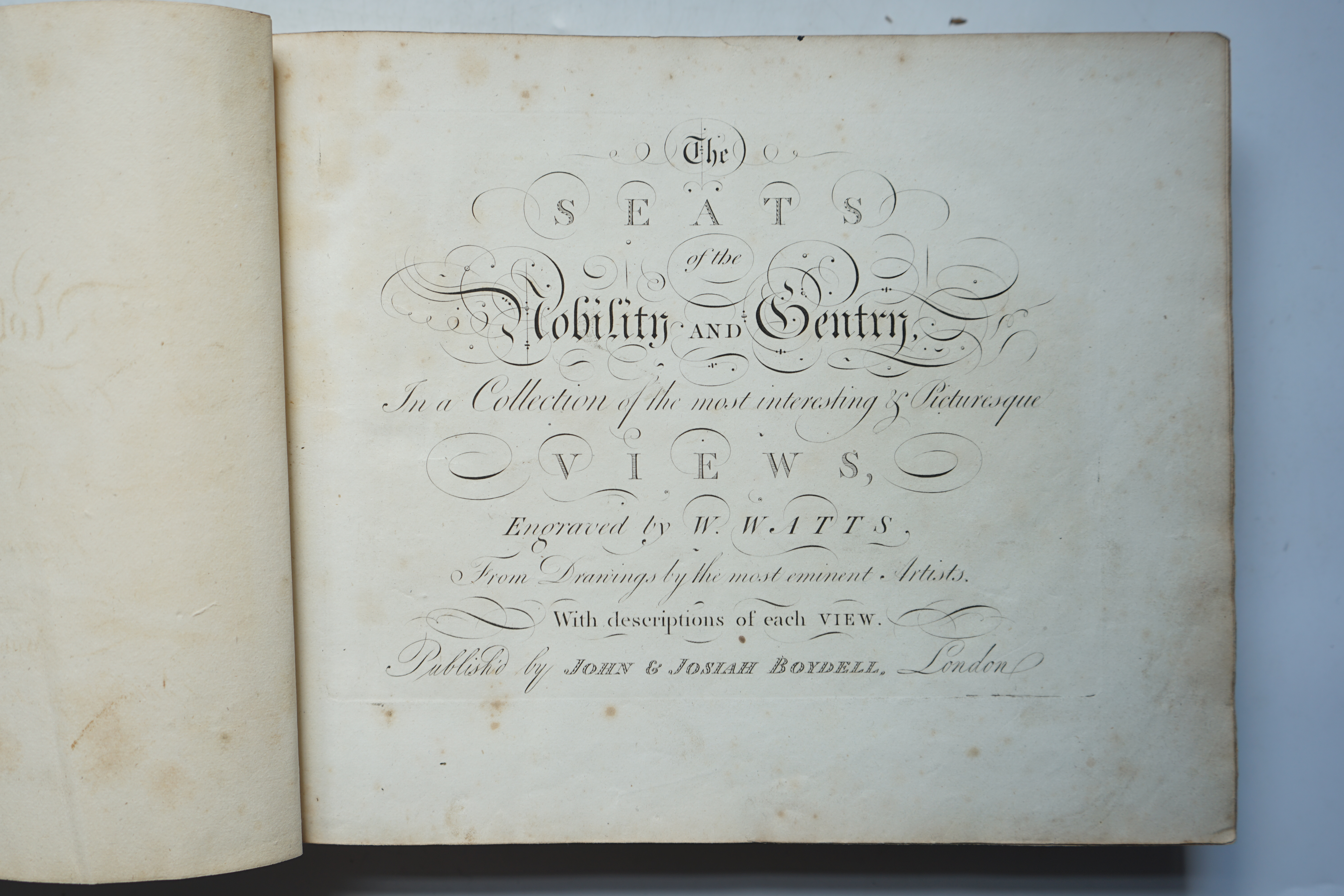Watts, William - The Seats of the Nobility and Gentry, in a Collection of the Most Interesting and Picturesque Views, engraved title and 84 engraved plates by William Watts, after Sandby, Nates, Dalby & co., each with an